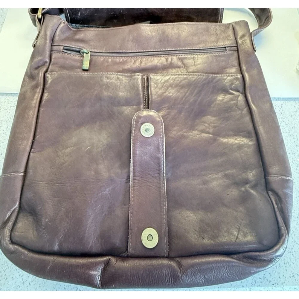 Messenger Bag Brown Large Crossbody Flap Made in Columbia Soft Leather